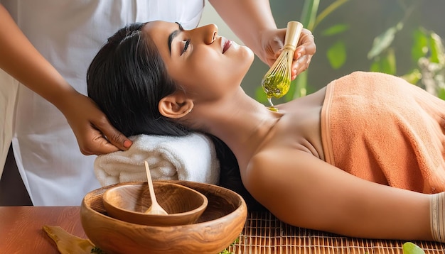 Foto la belleza natural revelada experimentando tratamientos de spa de lujo para jóvenes indios