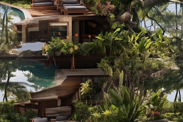 La belleza de la naturaleza y la arquitectura combinadas en una impresionante villa tropical con piscina