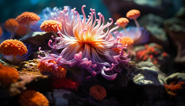 Foto la belleza de la naturaleza de los arrecifes submarinos, los peces multicolores, el clima tropical, la vida acuática generada por la ia.