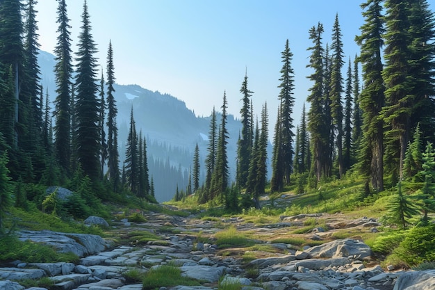 La belleza de la naturaleza en un bosque de pinos rocosos