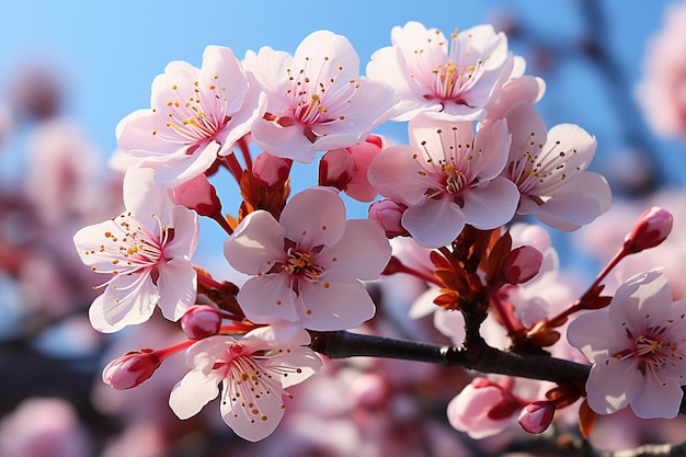 La belleza de la naturaleza despierta mientras las flores de primavera florecen bajo un cielo soleado