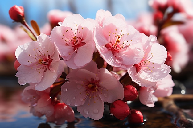 La belleza de la naturaleza despierta mientras las flores de primavera florecen bajo un cielo soleado