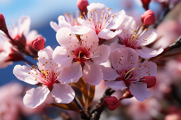 La belleza de la naturaleza despierta mientras las flores de primavera florecen bajo un cielo soleado