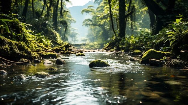 Belleza de la naturaleza en movimiento una selva tropical que fluye suave y rápido