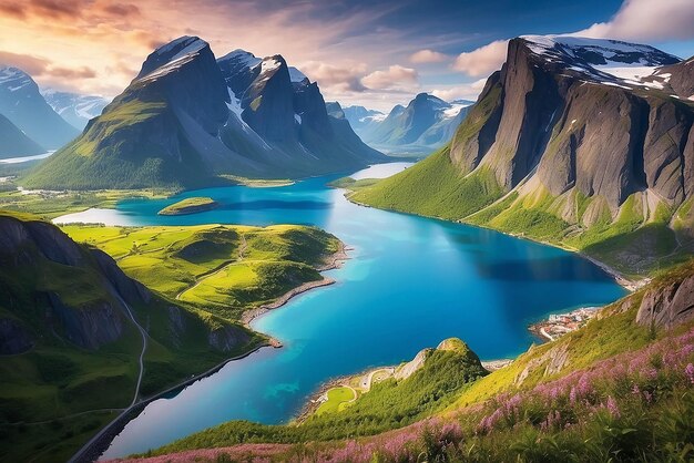 Foto belleza de la naturaleza noruega paisaje natural