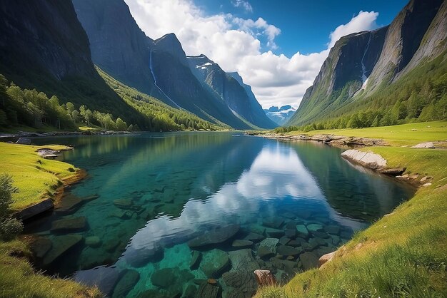 Foto belleza de la naturaleza noruega paisaje natural