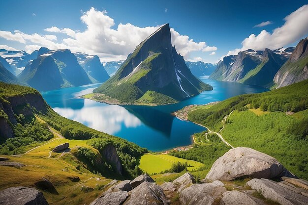 Foto belleza de la naturaleza noruega paisaje natural