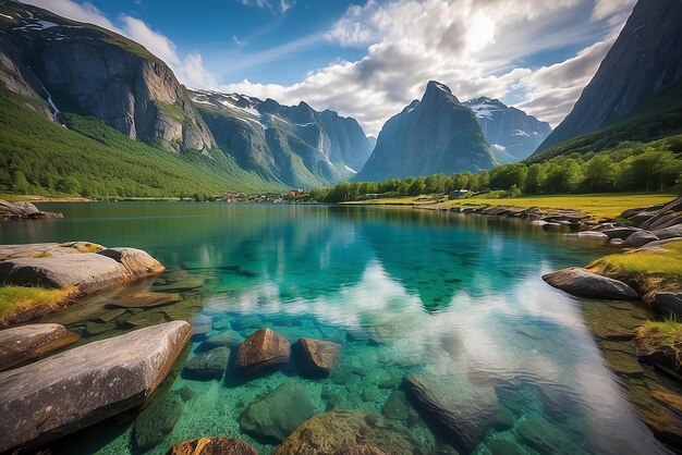 Foto belleza de la naturaleza noruega paisaje natural