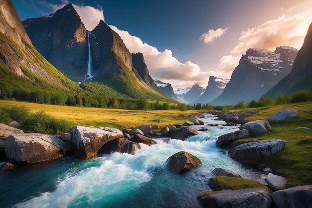 Foto belleza de la naturaleza noruega paisaje natural