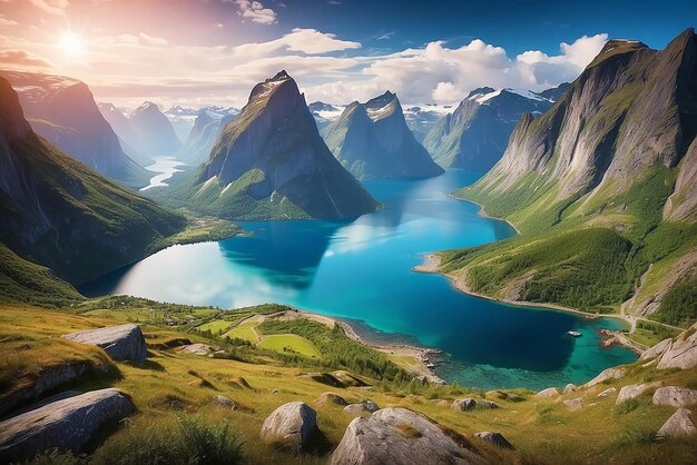 Foto belleza de la naturaleza noruega paisaje natural