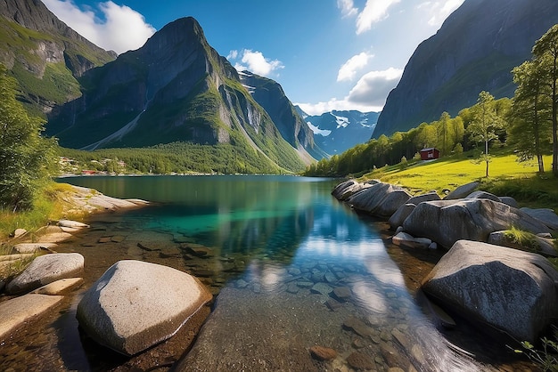 Foto belleza de la naturaleza noruega paisaje natural