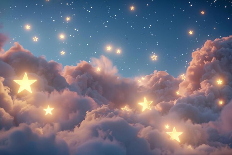 La belleza nocturna nubes rosadas y estrellas brillantes en un cielo de ensueño