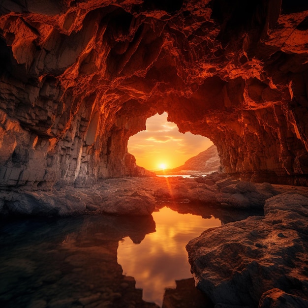 Foto la belleza oculta de la cueva de sunset intricacies