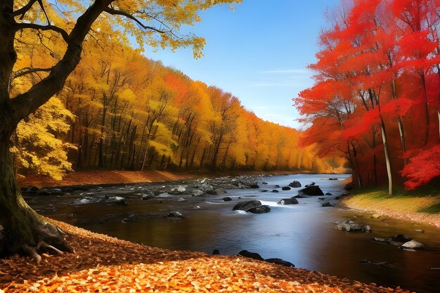 La belleza del otoño y las hojas doradas