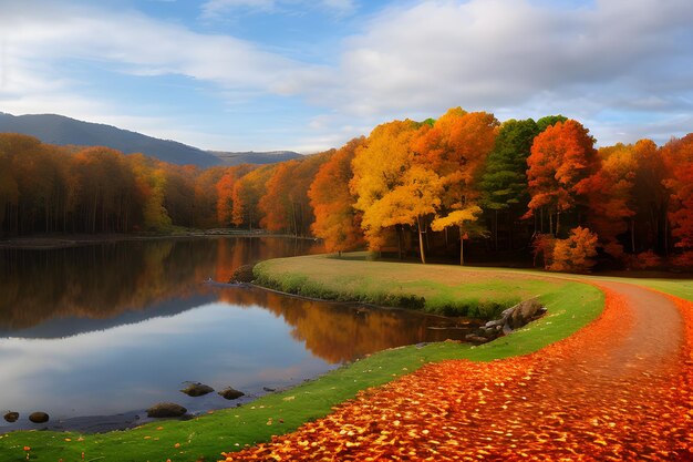 La belleza del otoño y las hojas doradas