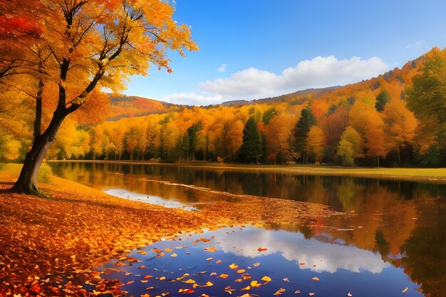 La belleza del otoño y las hojas doradas