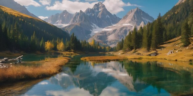 Belleza pacífica reflejada en la calma generativa de los lagos de montaña