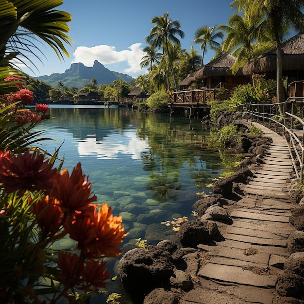 Foto la belleza del paisaje tropical de bora bora