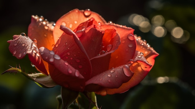 La belleza de una rosa que brilla a la luz del sol