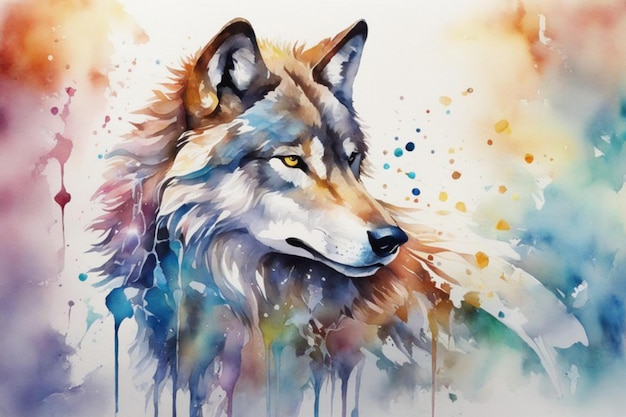 Belleza silvestre acuarela papel tapiz de lobo en los tonos más impresionantes