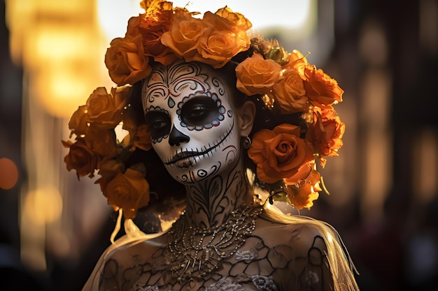 Foto la belleza simbólica de las encantadoras catrinas del día de los muertos en méxico