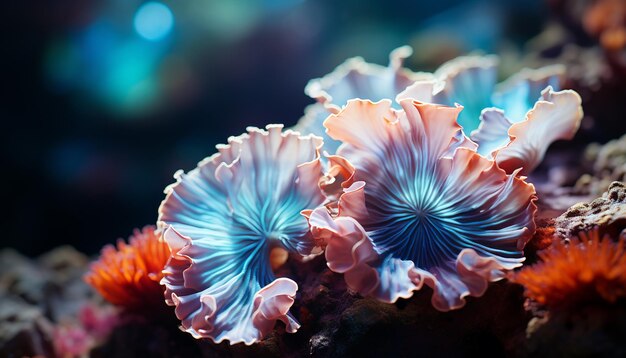 La belleza submarina de los peces, el coral y la naturaleza en los arrecifes tropicales generados por la IA