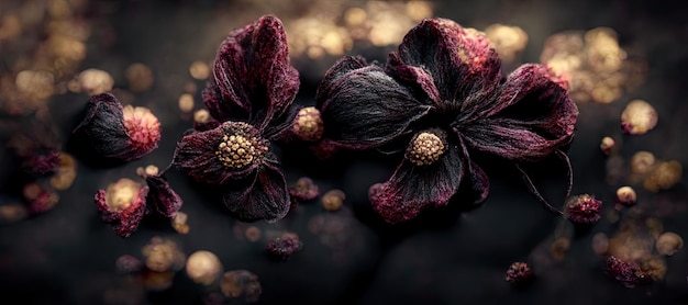 belleza Textura floral con fondo de color oscuro, Ai generativo
