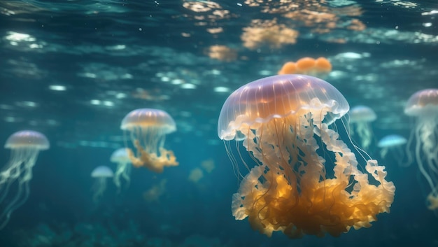 Belleza translúcida La danza de las medusas resplandecientes