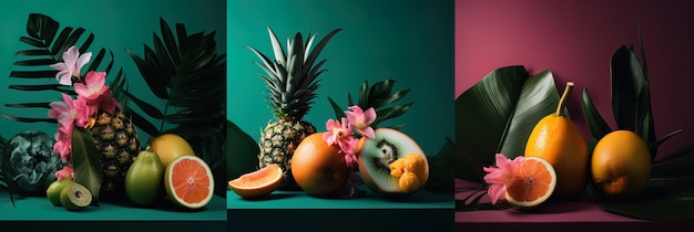 Belleza de los trópicos con intrincadas ilustraciones de frutas exóticas