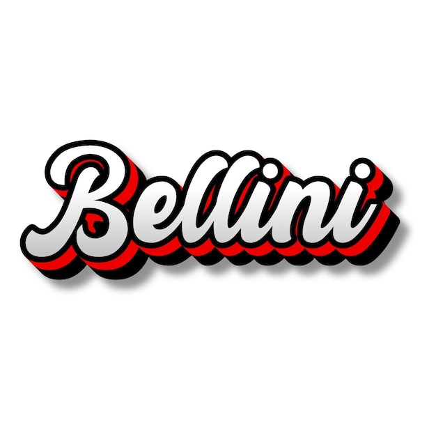 Bellini Text 3D Silber Rot Schwarz Weiß Hintergrund Foto JPG