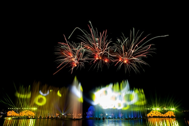 Bellos fuegos artificiales en el cielo nocturno.