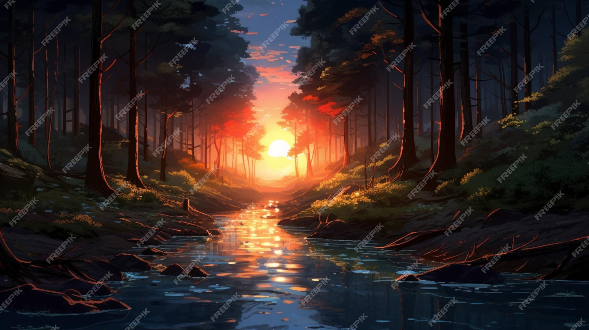 Cenário de floresta de anime [1920x1080] Precisa de anime de