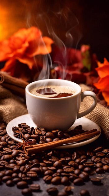 belo aroma perfumado de café fresco foto vertical horizontal