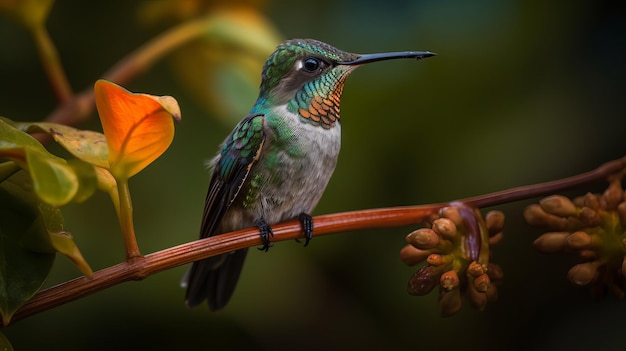 Belo beija-flor voando na vida selvagem