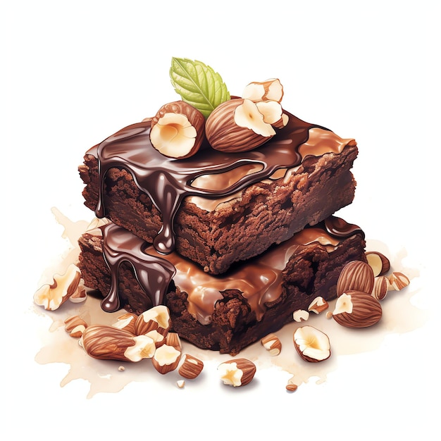 belo brownie de chocolate duplo deliciosa ilustração de clipart de sobremesa