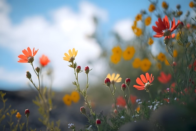 Belo campo de flores do cosmo Generative AI