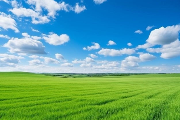 Belo campo verde com incrível céu branco nublado