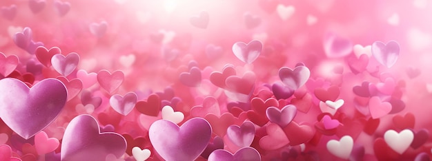 Belo cartão vermelho e rosa com corações Conceito de amor Cartão de saudação do Dia dos Namorados Foco seletivo IA generativa