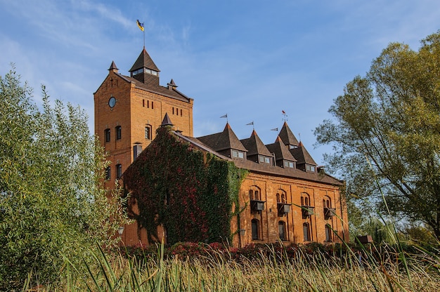 Belo castelo antigo no meio da vegetação na Ucrânia