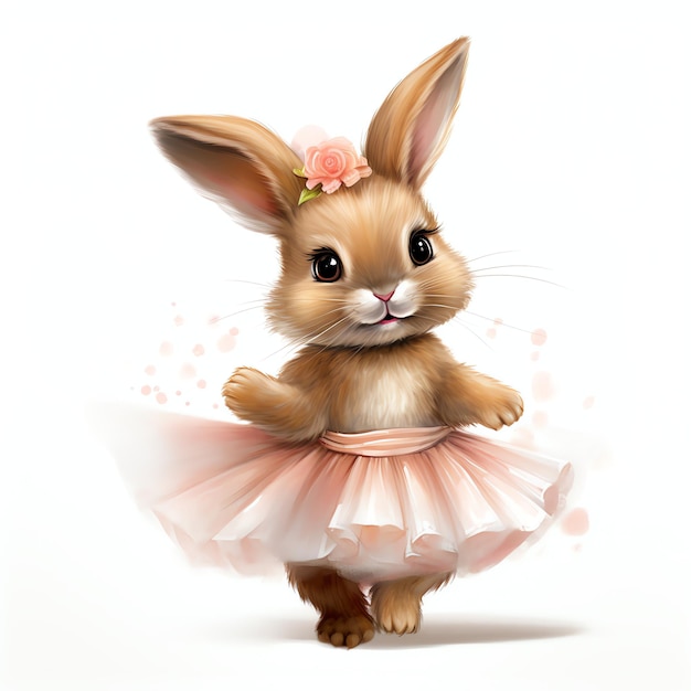 Foto belo coelho em tutu dançando mágico conto de fadas clipart ilustração