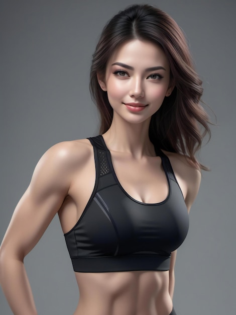 belo corpo magro de mulher asiática em estúdio conceito de esporte