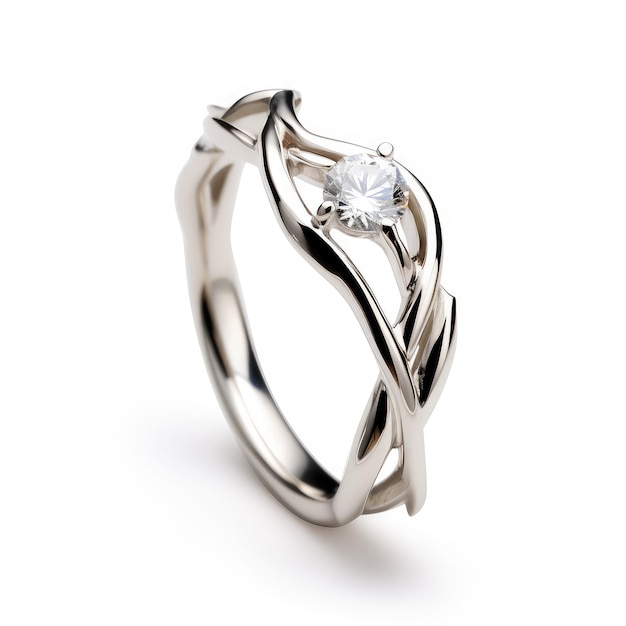 Belo design de anel anéis de noivado com diamantes em branco isolado