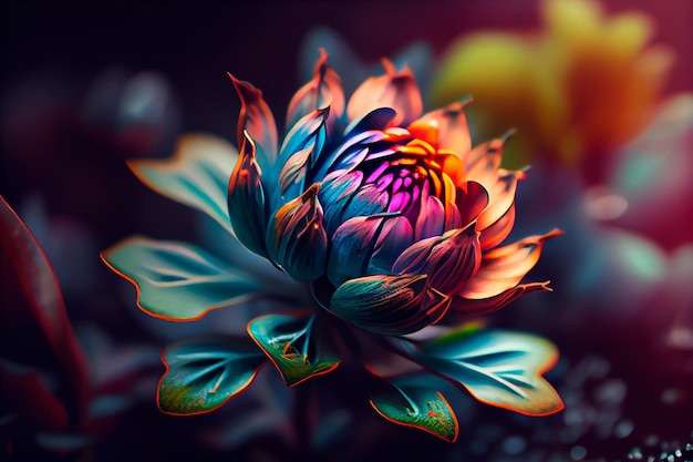 Belo design de flores coloridas abstratas Generative AI