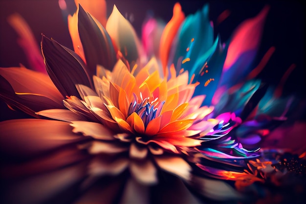 Belo design de flores coloridas abstratas Generative AI