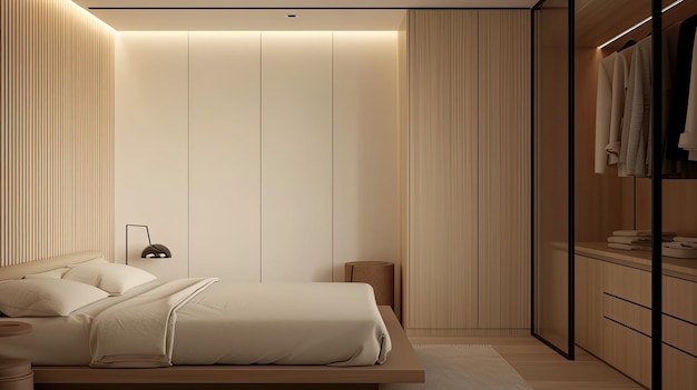 belo design de interiores em estilo minimalista japonês