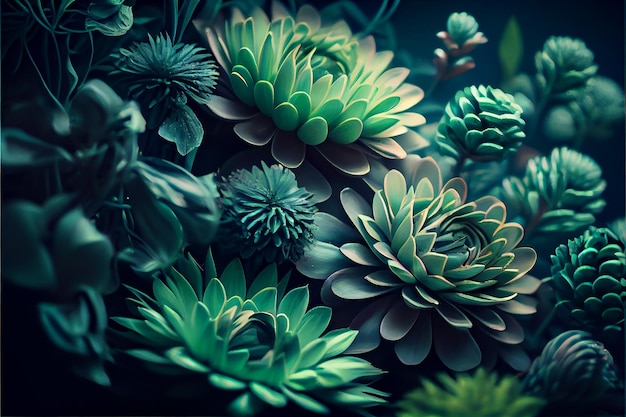 Belo design floral verde abstrato Generative AI