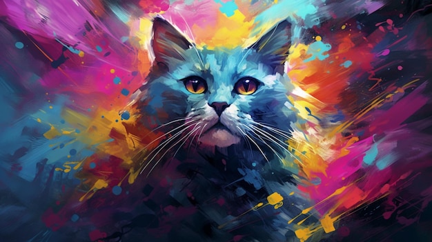 Belo design gráfico de pintura de gato