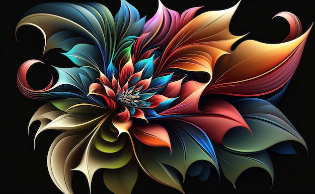 Belo design moderno de flores coloridas. Banner de arte de flores para impressão, design criativo. fluxo abstrato