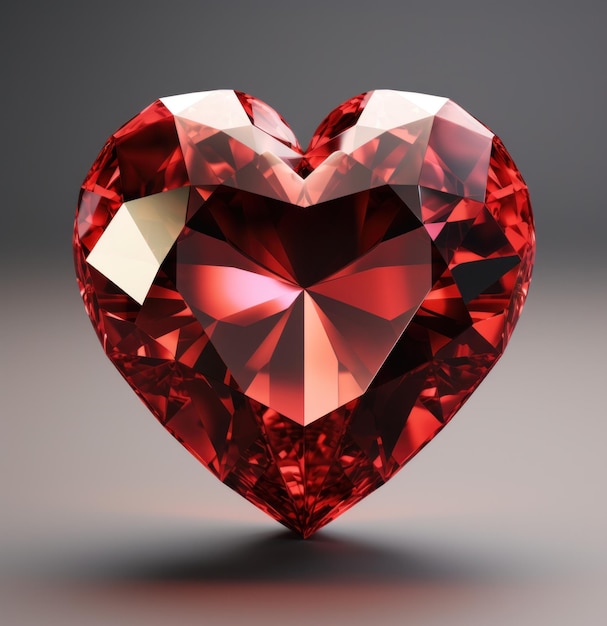 belo diamante sintético cortado em coração em moldura