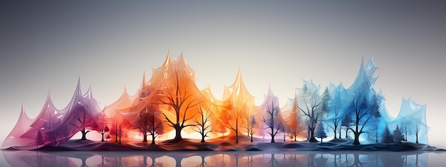 Belo fundo abstrato árvores de vidro coloridas transparentes Banner com espaço de cópia